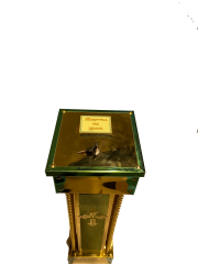 Жертва на храм з трубами лат, булат, тканиною і лазер. 24,5х24,5см (висота 83см)