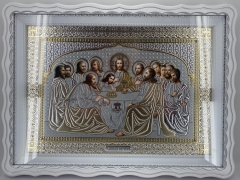 Ікона Тайна Вечеря 55х41см, (біл. рам.) патина