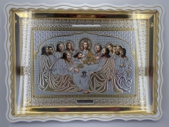 Ікона Тайна Вечеря 55х41см, (біл. рам.) патина