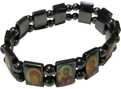Магнитный гематитовый браслет с иконами 