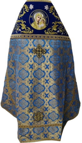 Облачення священника комбіноване з парчі "Грецький хрест", з вишитим опліччям, вишивка"Роза"