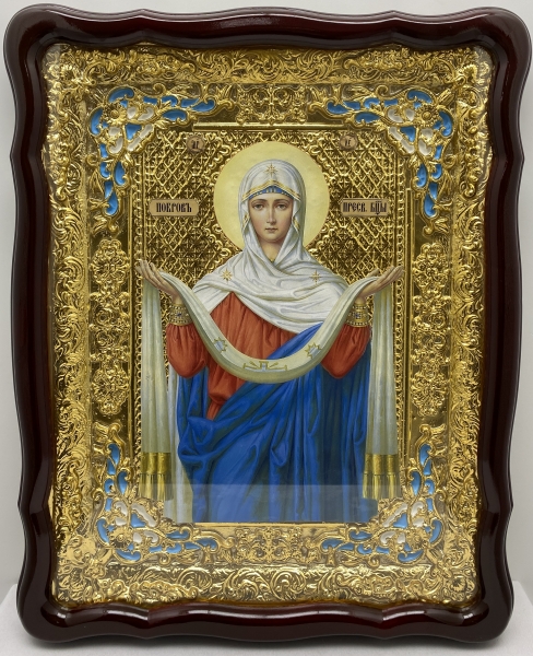 Ікона Покров Пресвятої Богородиці (пояс) 62х49см блак. ем. 