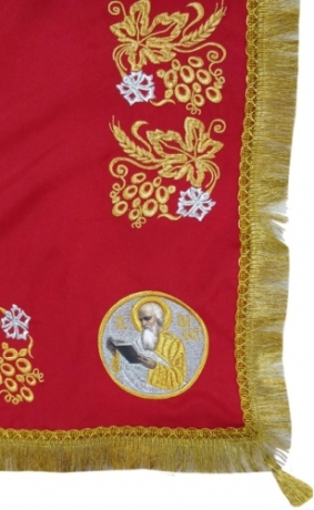 Накидка "Колос" с Евангелистами, с дешёвой бахрамой
