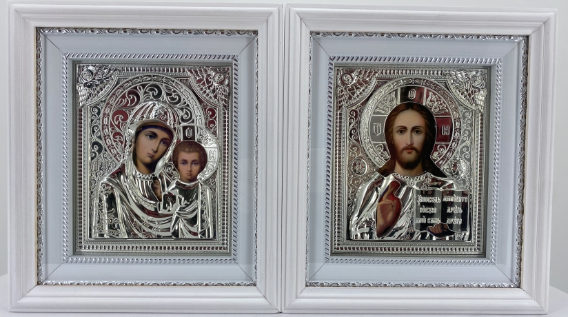 Ікони "Вінчальна пара" (риза ср., рам. біл., пр.) 26х23см