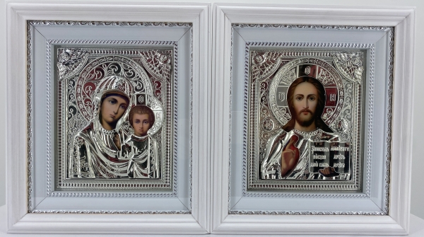 Ікони "Вінчальна пара" (риза ср., рам. біл., пр.) 26х23см