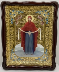 Ікона Покров Пресвятої Богородиці (рост) 62х49см блак. ем. 