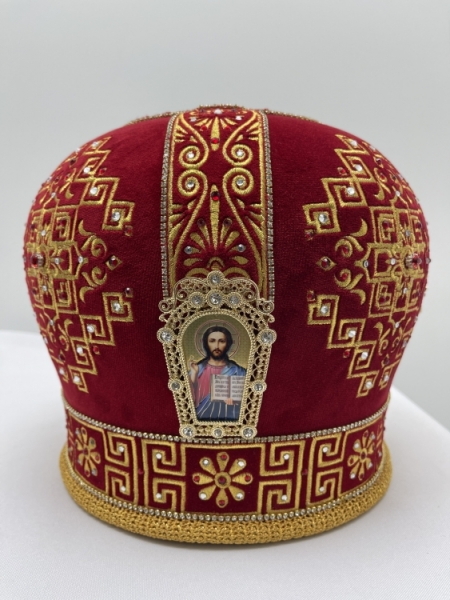 Митра "Меандр", стрічка страз, дорогий низ, рамки метал.