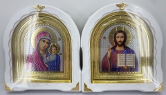 Ікони &quot;Вінчальна пара&quot; ((літ кольор.) біл. без пат., рам. зол.) 27х25см