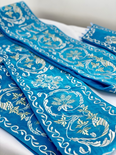 Орар подвійний з поручами, вишивка "Листочок"