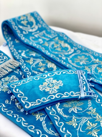 Орар подвійний з поручами, вишивка "Листочок" 