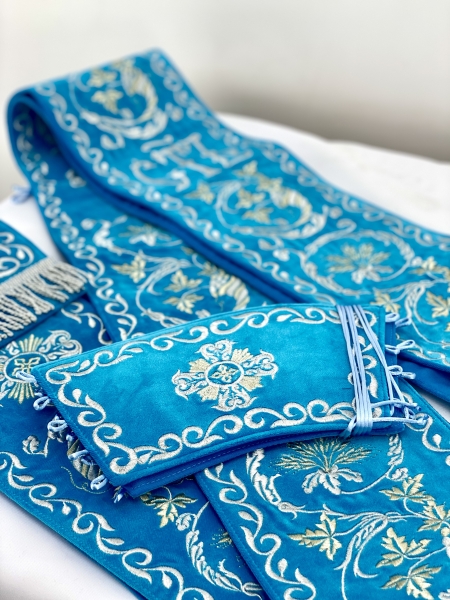 Орар подвійний з поручами, вишивка "Листочок"