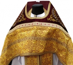 Облачення священника комбіноване з парчі &quot;Сонячний хрест&quot;, з вишитим опліччям, Вишивка &quot;Коло&quot;