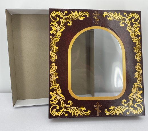 Ікони "Вінчальна пара" ((літ. купол жов. блак.) біл. ср. пат. ср. рам.) 27х25см