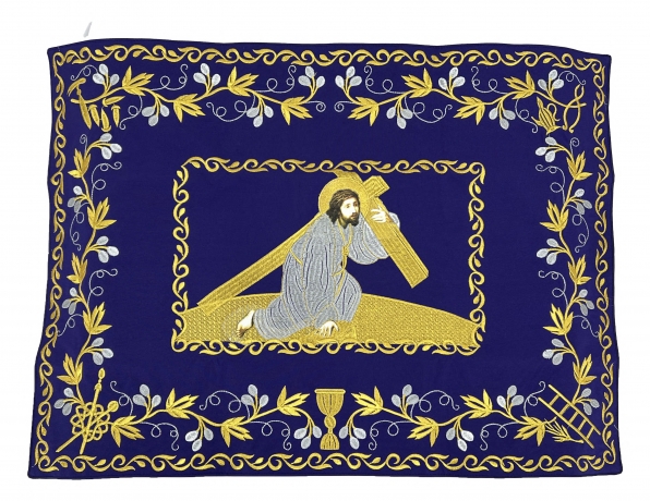 Покровці та воздух з вишивкою "Несіння Хреста", з вишитим галуном