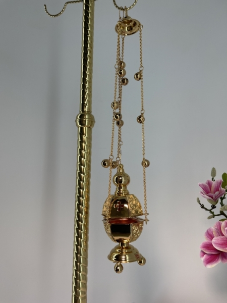 КАДИЛО ШЕСТИГРАННОЕ ЗОЛОЧЕНИЕ С ПОЗВОНЦАМИ 