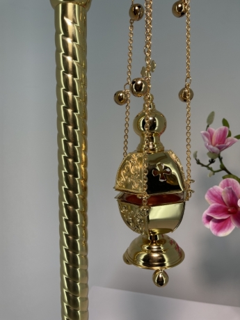 КАДИЛО ШЕСТИГРАННОЕ ЗОЛОЧЕНИЕ С ПОЗВОНЦАМИ 