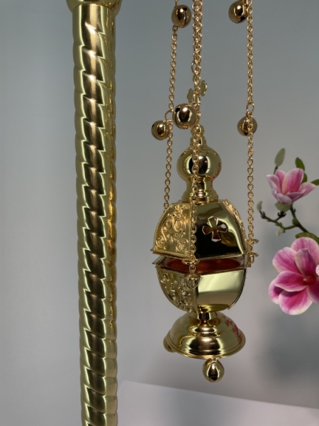 КАДИЛО ШЕСТИГРАННОЕ ЗОЛОЧЕНИЕ С ПОЗВОНЦАМИ 