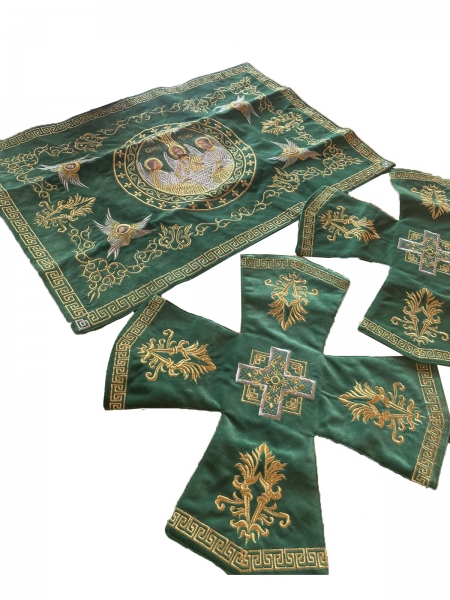 Покровці та воздух з вишивкою "Вогник", з вишитим галуном