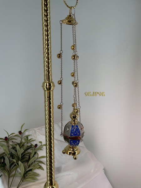 Кадило шестигранное, комбинированное, с цветной эмалью.