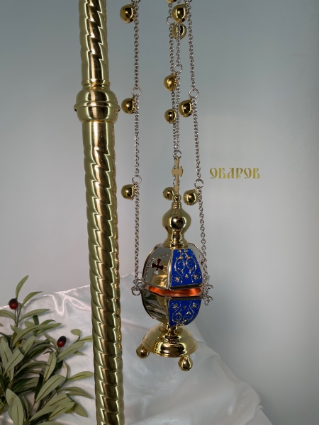 Кадило шестигранное, комбинированное, с цветной эмалью.