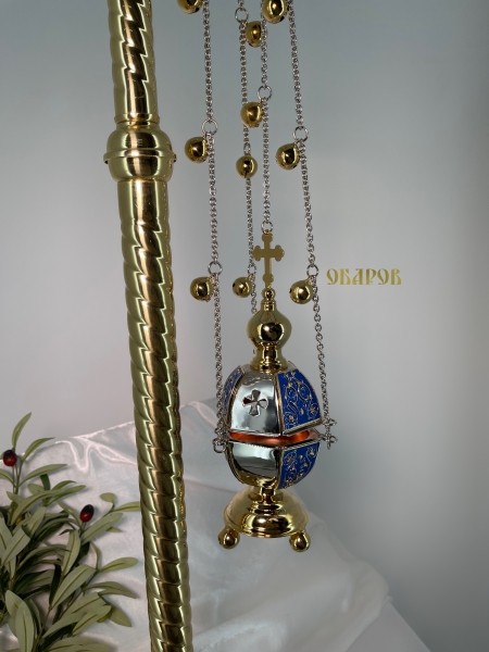 Кадило шестигранное, комбинированное, с цветной эмалью.