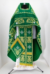 Облачение священника, вышитое на бархате, вишивка "Роза" с вишитим галуном