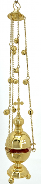 КАДИЛО КРУГЛОЕ БОЛЬШОЕ ЗОЛОЧЕНИЕ С ПОЗВОНЦАМИ