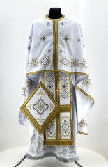 Облачення священника грецький крій, вишите французьким хрестиком на габардині з пришивним галуном