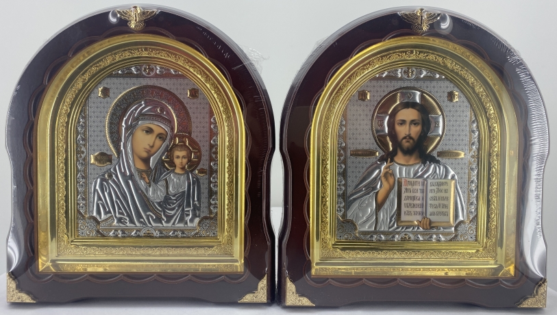 Ікони "Вінчальна пара" літ. тис. кор. без пат. зол. рам. 27х25см