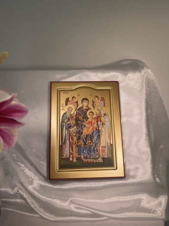 Ікона Богородиці "Економісса" друкована на дерев`яному планшеті, матова