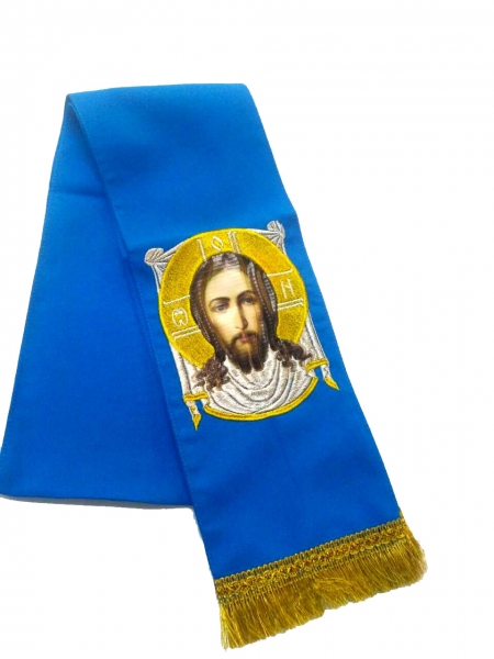 Закладка с иконой Нерукотворный образ голубая 