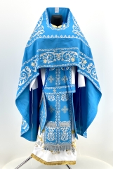 Облачение священника вишитое на габардине, вишивка "Роза" с вишитым галуном