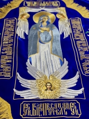 Плащаниця Богородиці на оксамиті (Ангели, срібло) (вишивка тюльпан, вишита середина)
