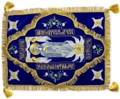 Плащаниця Богородиці на оксамиті (Ангели, срібло) (вишивка тюльпан, вишита середина)