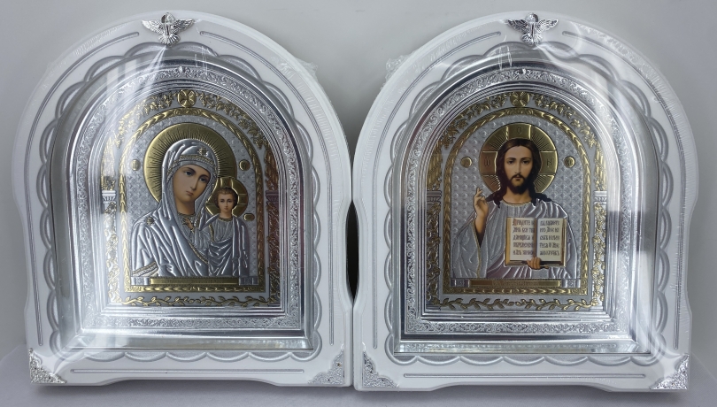 Ікони "Вінчальна пара" ((літ. павлін) біл. ср. пат. ср. рам.) 27х25см