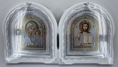 Ікони &quot;Вінчальна пара&quot; ((літ. павлін) біл. ср. пат. ср. рам.) 27х25см