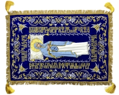 Плащаниця Богородиці на оксамиті 120х80см (Ангели, срібло) (вишивка виноград, вишита та розсшита середина)