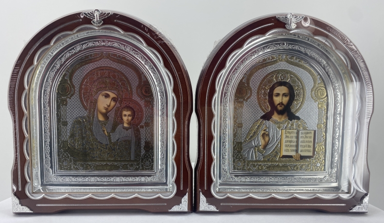 Ікони "Вінчальна пара" літ. куп. квітка ср. пат. ср. рам. 27х25см