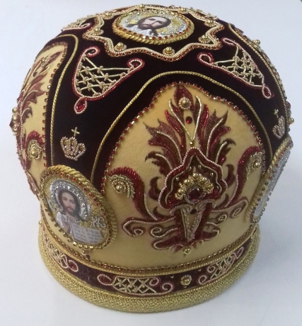 Митра "Вогник" жовто - бордова