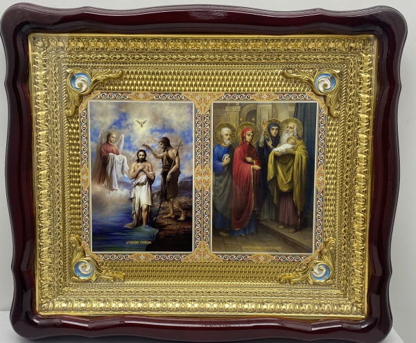 Ікона подвійна Хрещення Господнє | Стрітення Господнє 48х42см