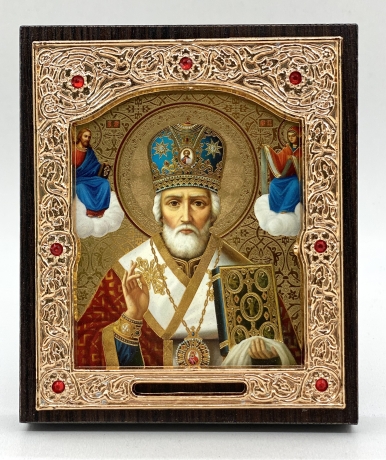 Ікона свт. Микола Чудотворець зол. фон, блак. митр 11x13
