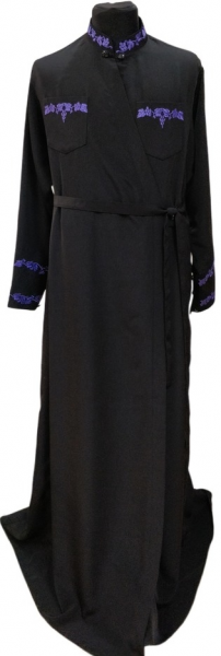 Підрясник на запах, з вишивкою, тканина мокрий шовк