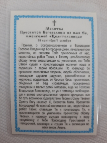 Ламінована ікона Богородиці "Цілителька" вел. троп.