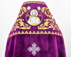 Облачение священника, вишитое на бархате, вишивка "Роза" с вишитим галуном
