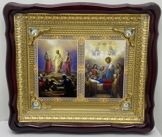 Ікона подвійна Преображення Господнє | Успіння Пр. Богородиці 48х42см