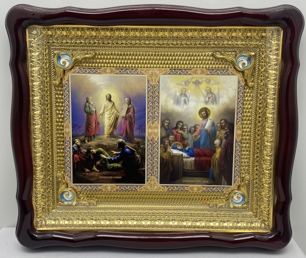 Ікона подвійна Преображення Господнє | Успіння Пр. Богородиці 48х42см