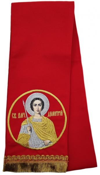 Закладка с иконой Димитрия Солунского красная 