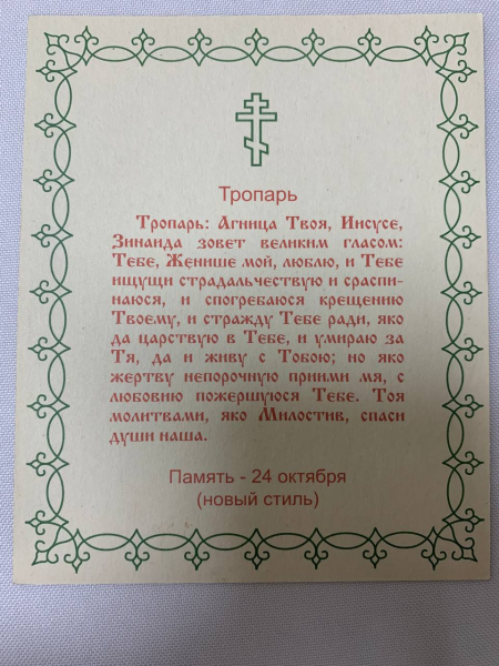 Ікона св. муч. Зінаїда (С. Ф.)