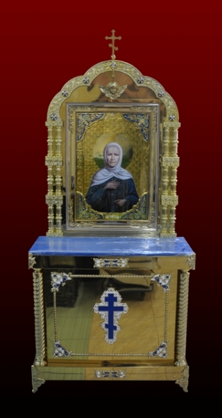 Киот на 3 колоны с иконой блаж. Матроны