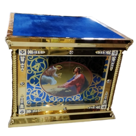 Риза на престол лазерна різка + ікони друковані на булаті з литвом 100х100 (внутр.)